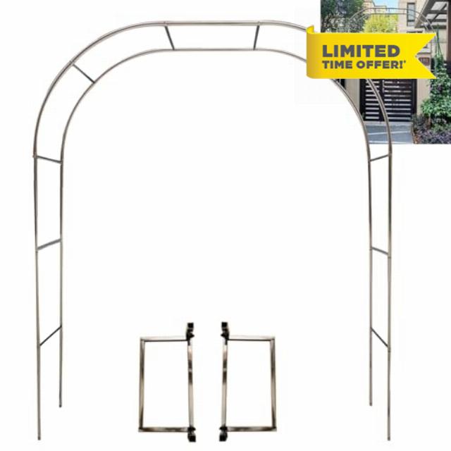 Garden Arch Stainless Steel 240cm High X 4m Wide Arbor for Climbing Plants and Wedding Ceremony