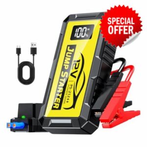 PSOOO Jump Starter 12V 8000A Power Pack Car Battery Pack (up to 10.0L Gas or 8.5L Diesel Engine) Jump Cable with Smart Clip and LED light (Yellow)