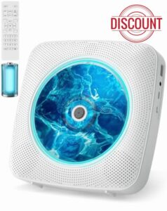 Portable CD Player Bluetooth Radio with CD-Player with Speaker Support USB & AUX Playback with Remote Control Dust Cover White
