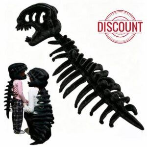 Dinosaur Skeleton Costume | Silly Dino Plush Skeleton Costume Kids Adults | Cozy Spinosaurus Plush Skeletons Hat with Spine | 3D Realistic Skull Prop Outfit for Halloween Cosplay