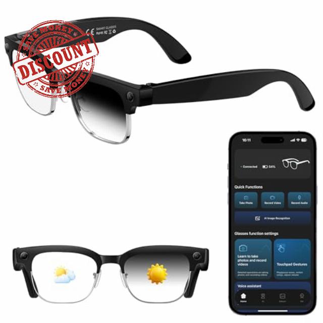 AI Smart Glasses with 8MP Camera 1080P HD Video & 4K Photo