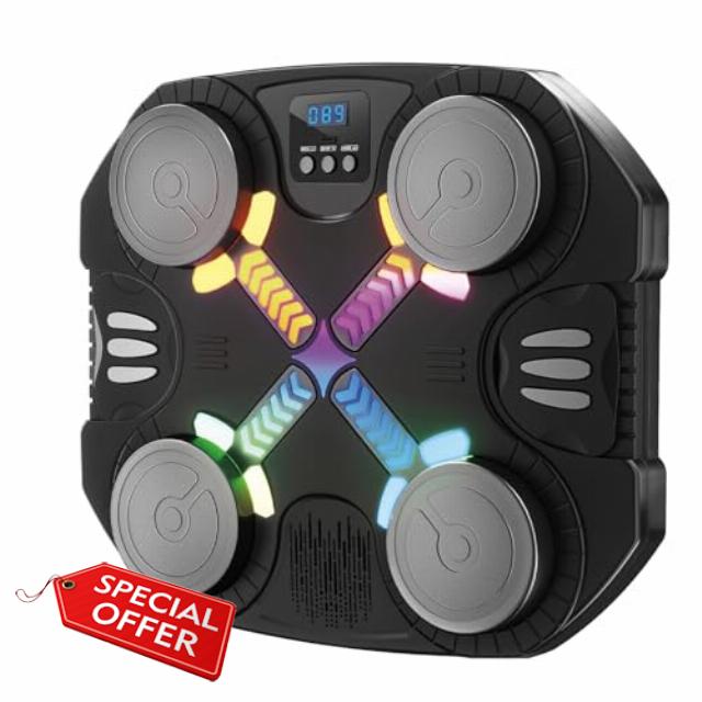 Music Boxing Machine Self Adhesive Wall Mounted Bluetooth Music Punch Intelligent Scoring Boxing Silent Punch Pad with Gloves Included for Kids and Adults Sports Toy