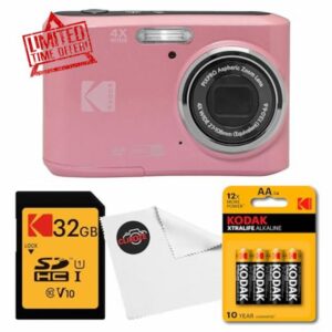 Kodak PIXPRO FZ45 Digital Camera (Pink) Bundle with 32GB Class 10 SDHC Memory Card