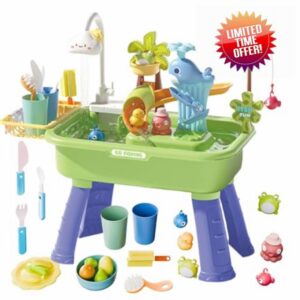 Water Table For Kids - Upgraded Play Sink With Running Water | Fishing Game | children Play Sink | Sand Table Toy For children 1-3 And Kids Ages 4-8 Outdoor Backyard