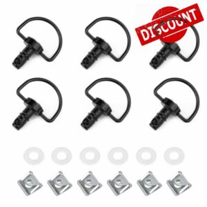 6 PCS 14 mm Quick Release Fasteners D-Ring 1/4 Turn Trim Mount Clip Fit for Honda Kawasaki Yamaha Suzuki Aprilia Ducati Universal Fairing Bolts Studs Motorbike Trim Screw Set (Black