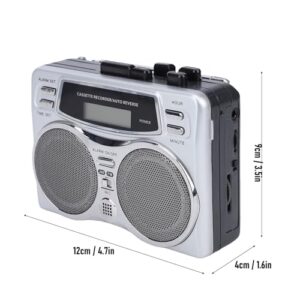 AM FM Radio with Built in Speaker Headphone Jack Digital Clock Timer Auto Rewind