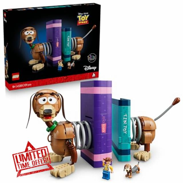 LEGO|Disney Pixar Toy Story Slinky Dog Bookends - Book Shelf Decor Building Set for Adults - incl. Woody Minifigure & Dachshund Figure - Nostalgic Gift for Fans - 43301