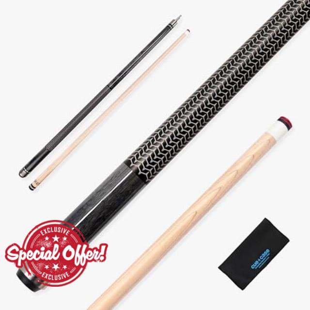 IRONWEAVE 58 Inch 2 Piece Centre Joint American Pool Cue with 12.5mm Layered Leather Tip - Free Microfibre Cue Towel