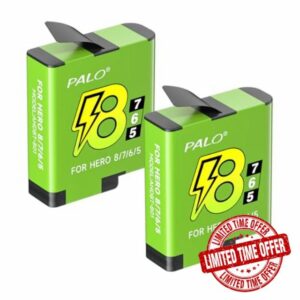 2pcs 1800 Batteries for Gopro Hero 8/7/6/5 Black - 3.85V/Li-Ion Replacement Battery Compatible with GoPro Hero 8 7 6 5 Black