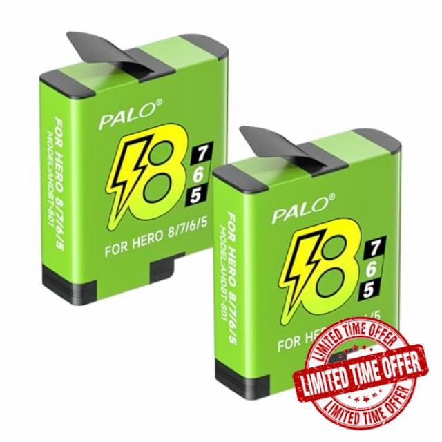 2pcs 1800 Batteries for Gopro Hero 8/7/6/5 Black - 3.85V/Li-Ion Replacement Battery Compatible with GoPro Hero 8 7 6 5 Black