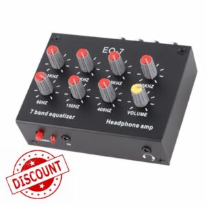 Dioche 3.5mm Equalizer 7 7 Band Sound Equalizer | High Bass Adjustment | Digital Dual Channel with 12dB Control Range | Aluminum Alloy Constructio
