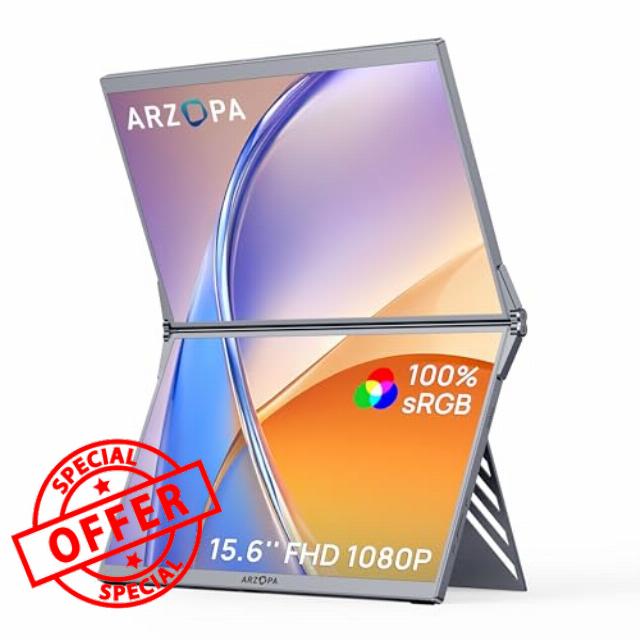 ARZOPA 15.6" Dual Portable Monitor for Laptop