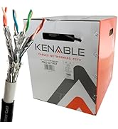 kenable External SHIELDED CAT6A Outdoor Use COPPER Ethernet Cable S/FTP Reel 100m Black [100 metres]