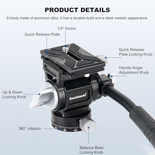 Metal Camera Tripod Head Compatible with Arca Swiss for Compact Video Cameras DSLR Cameras