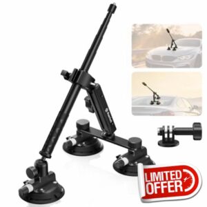 Triple Suction Cup Car Mount Kit for Insta360 Car Mount with 1.2m/47.2" Selfie Stick 360 Camera for Car Action Camera Mounts for Go pro Mount for insta360 X5 Accessories