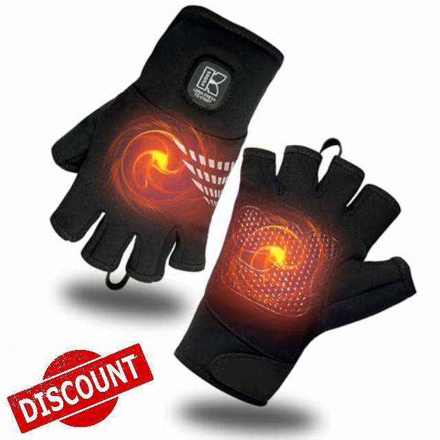 Heated Gloves Fingerless for Women Man Rechargeable Electric Touchscreen Wearable cold Winter Work Arthritis pain relief Hand Warmers Hot Compress Reusable