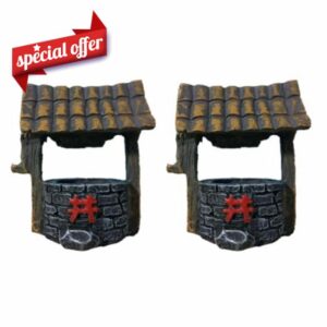 Feng Shui， 2pcs Resin Ancient Well Micro Landscape Ornaments Deep Gray Desktop Decoration Fairy Garden Accessories Home Decor Resin Water Well Adornme