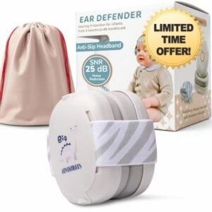 Baby Ear Defenders - Ear Protection for Children Up To 48 Months - Multi-Adjustable Baby Noise Cancelling Headphones with Anti-Slip Headband - 25dB Sound Reduction - Grey