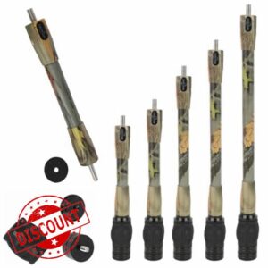Archery Bow Stabilizer Balance Rod 6" 8" 10" 12" 15" for Compound Bow Carbon Fiber Body Flexible Core Damping System and Weights Ki