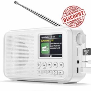 Mesqool Portable DAB Radio with 3000mAh Rechargeable Battery