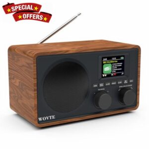 WOVTE DAB/DAB+/FM Radio 2.4”LCD Colour DLS Display Screen Digital Radio Mains Powered with 80 Presets