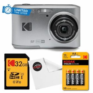 Kodak PIXPRO FZ45 Digital Camera (Silver) Bundle with 32GB Class 10 SDHC Memory Card