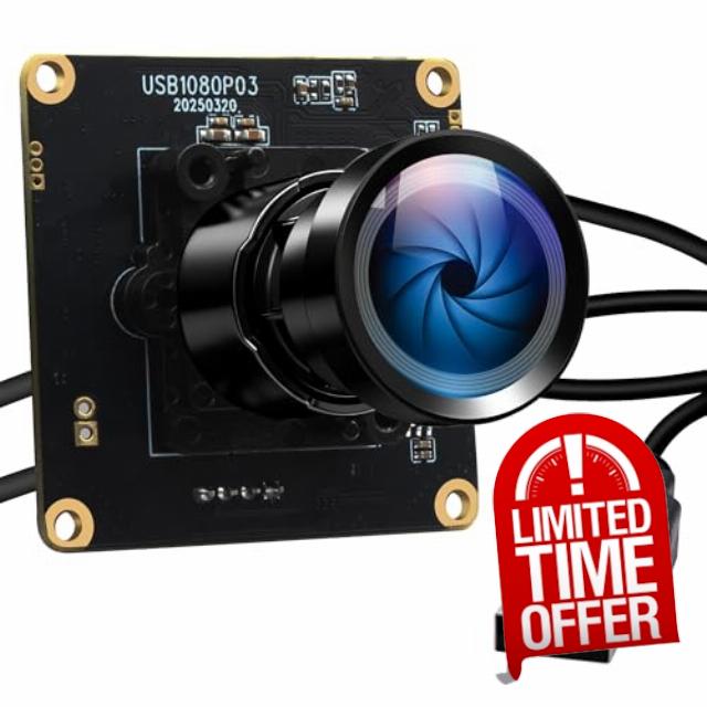 ELP Starvis USB Camera Module 0.0001Lux Ultra Low Light H.264 HDR 1080P Security Webcam Module with 110° Wide Angle Lens Plug and Play for Linux Windows Raspberry Pi