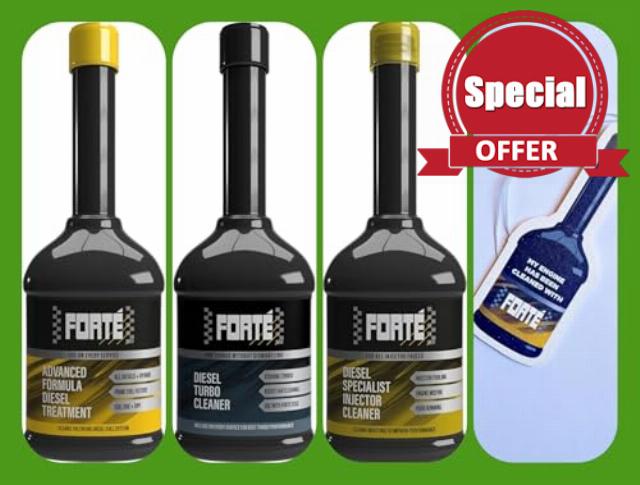 FORTE DIESEL TREATMENT+ SPECIALIST INJECTOR CLEANER + TURBO CLEANER & EGR VALVE TREATMENT 3 PACK + Free Car Airfreshner - REDUCES EMISSIONS - IMPROVES PERFORMANCE