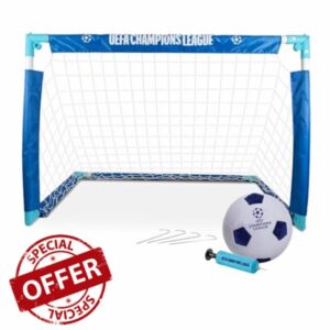 Hy-Pro Officially Licensed UEFA Champions League Portable Goal Set – 3ft x 2ft Pop Up Football Goal with Ball