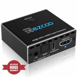 HDMI 2.1 Audio Extractor 4K 120Hz VRR ALLM ARC Audio Extractor Switch 2 IN 1 OUT VRR ALLM HDCP2.3 HDR10 Audio Converter SPDIF Optical 7.1/5.1CH