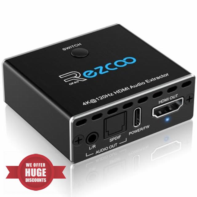 HDMI 2.1 Audio Extractor 4K 120Hz VRR ALLM ARC Audio Extractor Switch 2 IN 1 OUT VRR ALLM HDCP2.3 HDR10 Audio Converter SPDIF Optical 7.1/5.1CH