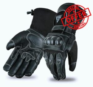 Motorcycle Gloves Genuine Leather Winter Riding Gloves Carbon Knuckle Protection