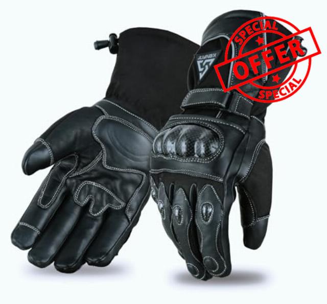 Motorcycle Gloves Genuine Leather Winter Riding Gloves Carbon Knuckle Protection