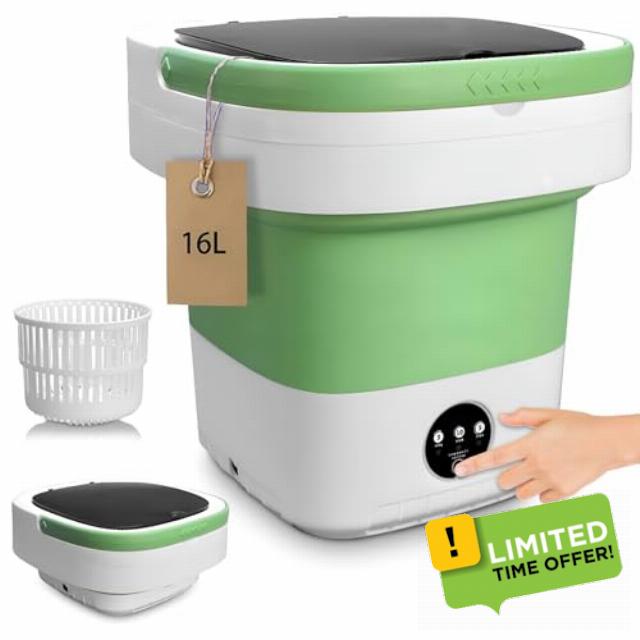 16L Portable Washing Machine with Spin Basket 3 Wash Modes Timer - Collapsible