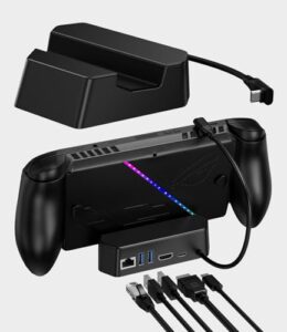 Portable TV Dock with 2.1 4K@144Hz/Ethernet Gigabit/2×USB 3.0/100W Charging/Built in USB-C Cable