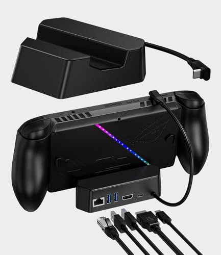 Portable TV Dock with 2.1 4K@144Hz/Ethernet Gigabit/2×USB 3.0/100W Charging/Built in USB-C Cable