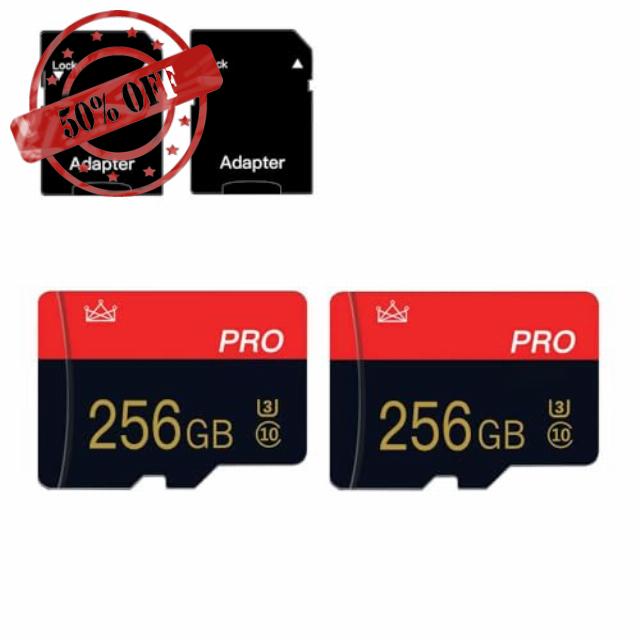 2 Pack 256GB Micro Memory Card Class 10 TF Card with Adapter High Speed Memory Card for Tablet