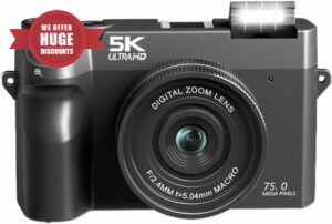 Divento Digital Camera 5K (Black + 64GB Card)