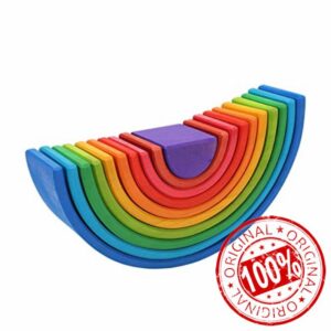 Bewinner Grimms Colorful Wooden Stacking Blocks Nesting Toy for Children Educational Playtime