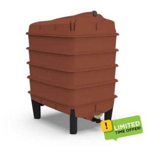 62L 4 Tray Worm Composter with Tiger Worms-Terracotta Wormery Compost Bin for Food Waste Recycling