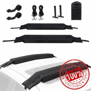 Universal Soft Roof Rack Pads for Kayak/Surfboard/SUP/Canoe with 15FT Tie-Down Straps and Storage Bag
