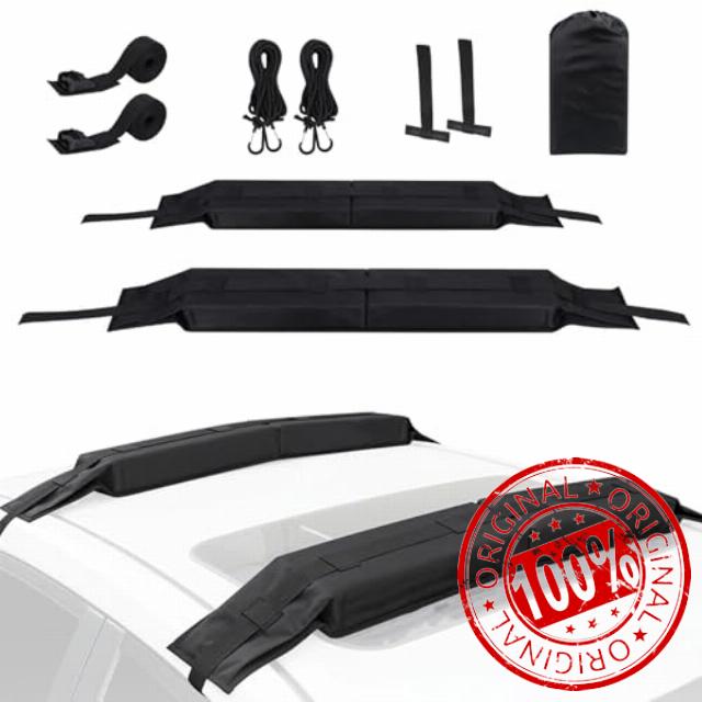 Universal Soft Roof Rack Pads for Kayak/Surfboard/SUP/Canoe with 15FT Tie-Down Straps and Storage Bag