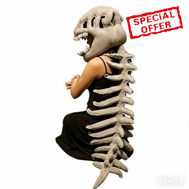 3D Dinosaur Skeleton Costume Set–Wearable Plush Outfit with Realistic Skull&Cape