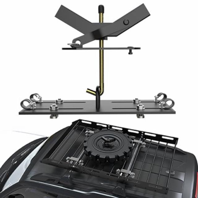 Universal Spare Tire Carrier for Roof Rack Platform and Cargo Basket
