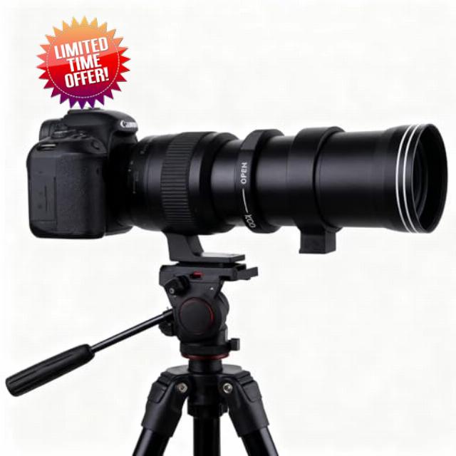 Andoer 420-800mm f/ 8.3 Manual Telephoto Zoom Lens for Canon EOS Rebel SL2 SL1 T3 T3i T4i T5 T5i T6 T6i T6s T7 T7i 4000D 6D 7D 60D 70D 77D 80D 5D II/III/IV 550D 650D