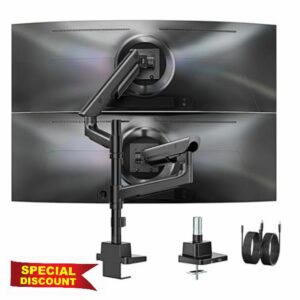 monTEK Dual Monitor Arm for 17–57” Ultrawide Screen up to 27KG with USB 3.0 A/C