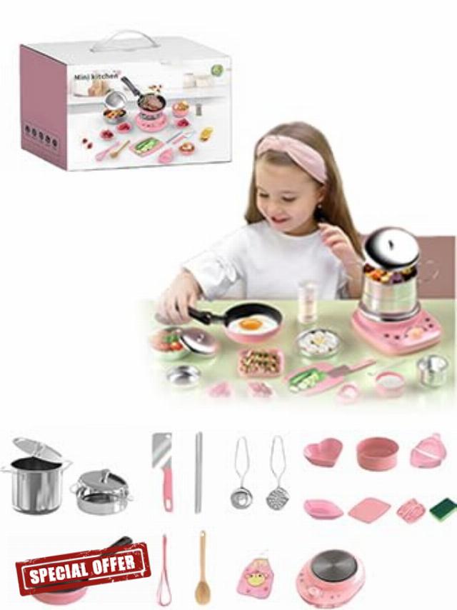 2026 New Children's Real Cooking Mini Kitchen Toys - 22 PCS Set