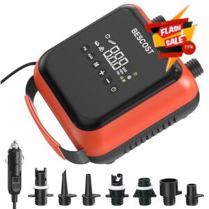 20PSI Electric Paddle Board Pump - 12V Dual Stage SUP Inflator & Deflator with Auto-Off