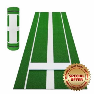 Garvee Professional Softball Pitching Mat 10x3 ft – Heavy-Duty Non-Slip Rubber Base – Dense Turf for Indoor & Outdoor Training – Portable Baseball & Softball Practice Mound – Gree