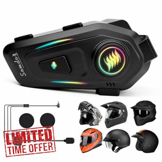 SAMDO Motorcycle Helmet Bluetooth Headset V5.3